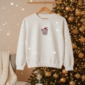 Christmas Pig Embroidered Sweater